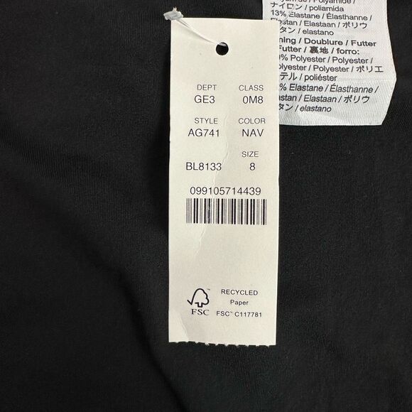 J. Crew Women’s size 8 Ruffle deep-V one-piece swimsuit Navy Blue NEW - Picture 9 of 10